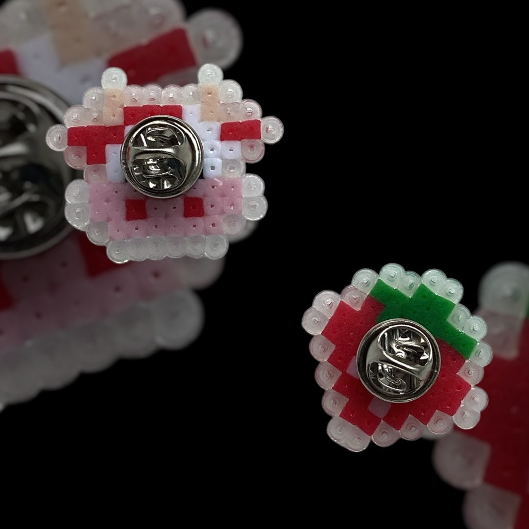 PIXEL STRAWBERRY COW PIN BADGE SET