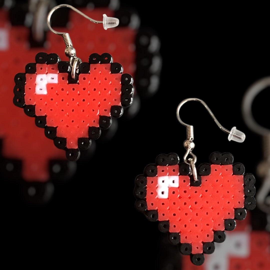 Gamer Heart – Fuse Bead Earrings