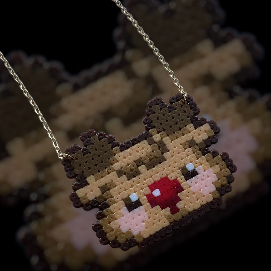 Reindeer Face - Fuse Bead Necklace