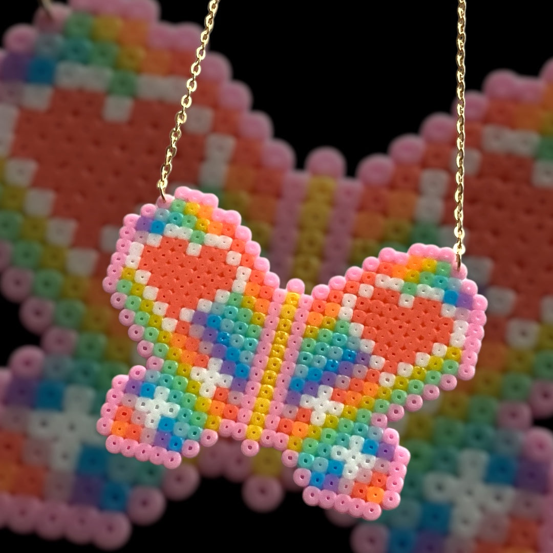 Rainbow Wings Butterfly - Fuse Bead Necklace