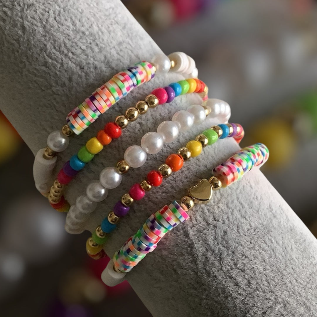 Rainbow Confetti – Set of 5 Bracelet Stack
