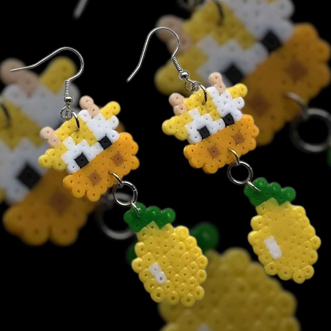 PIXEL FRUITY COW EARRINGS - YELLOW LEMON