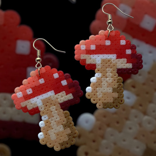 Forest Toadstools – Fuse Bead Earrings