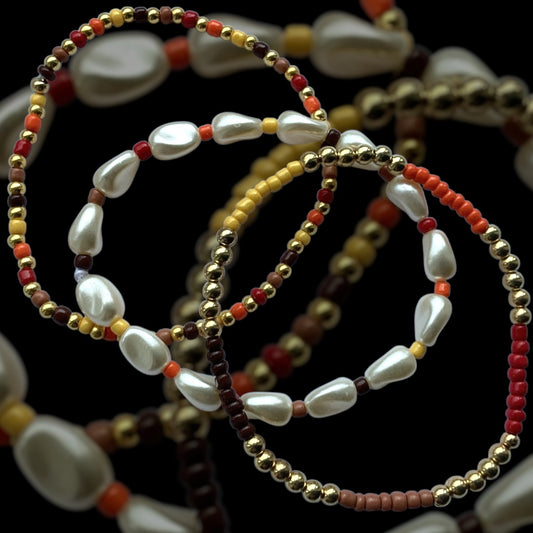 Autumn Glow Pearl - Set of 3 Bracelet Stack