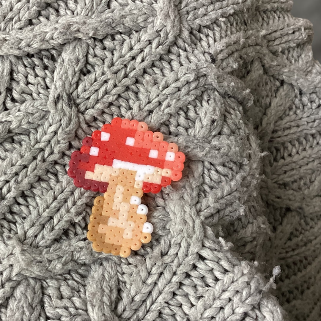 Forest Toadstools – Fuse Bead Pin Badge