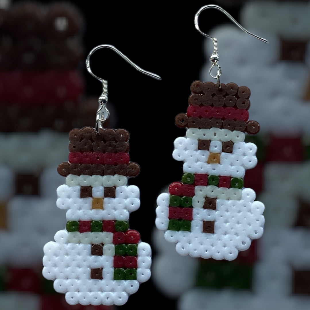 Snowman - Fuse Bead Earrings