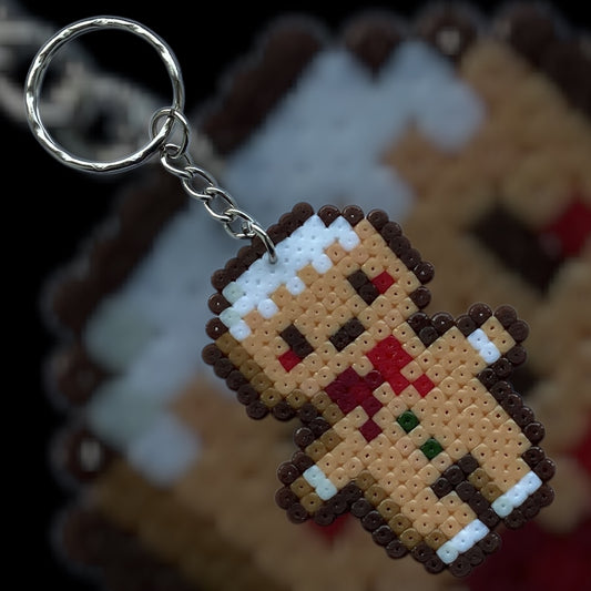 Gingerbread Man - Fuse Bead Keychain