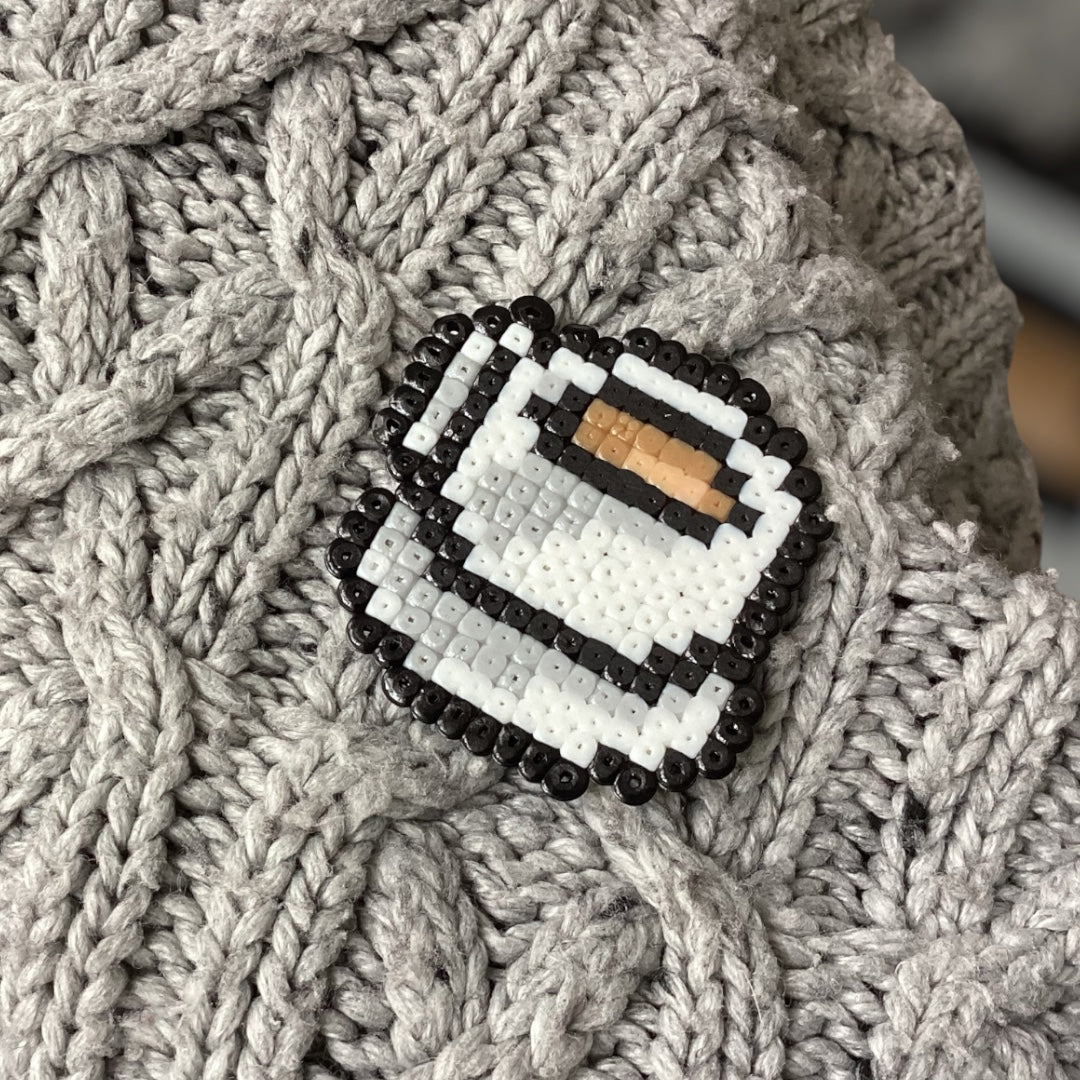 Cosy Coffee – Fuse Bead Pin Badge