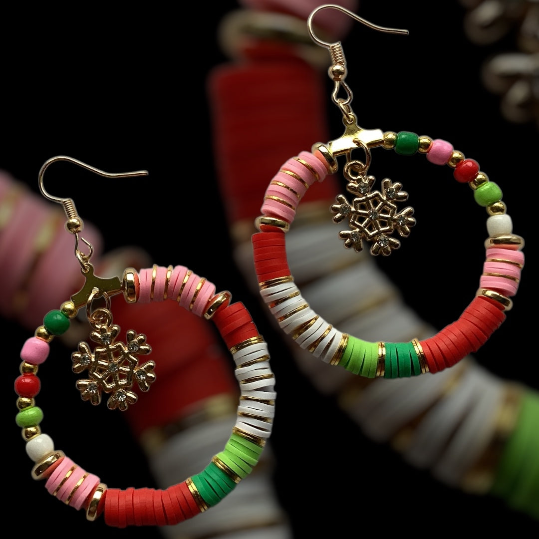 Candy Cane Sparkle Hoop Earrings