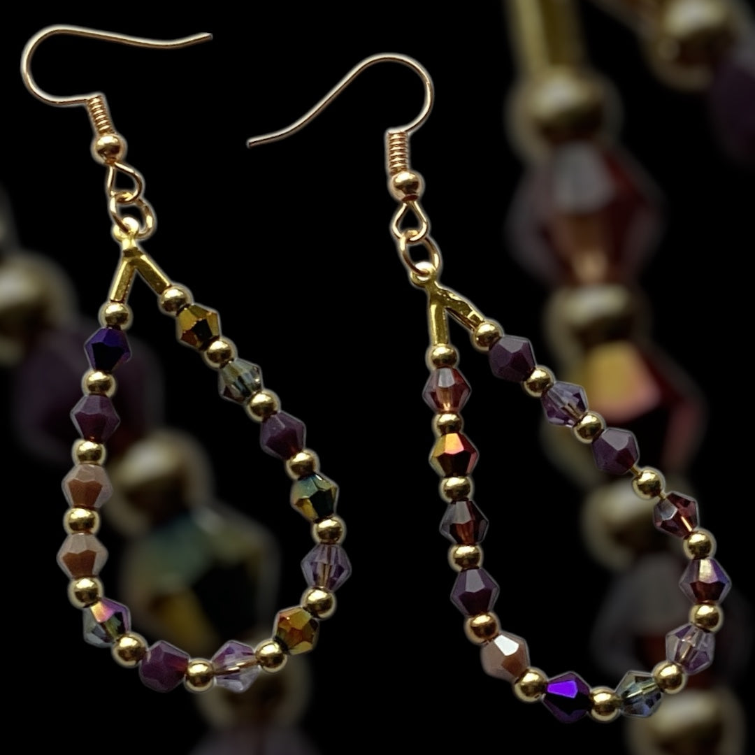 Twilight Berry Teardrop Hoop Earrings