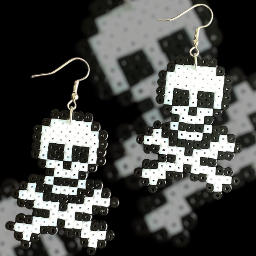 PIXEL SKULL AND CROSSBONES EARRINGS