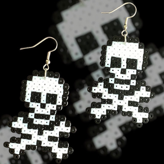 PIXEL SKULL AND CROSSBONES EARRINGS