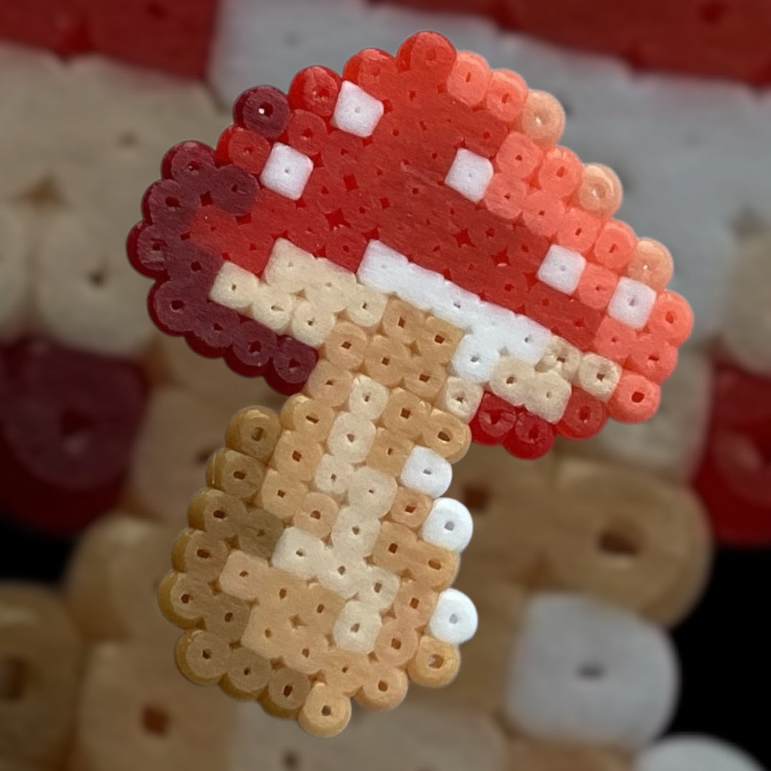 Forest Toadstools – Fuse Bead Pin Badge