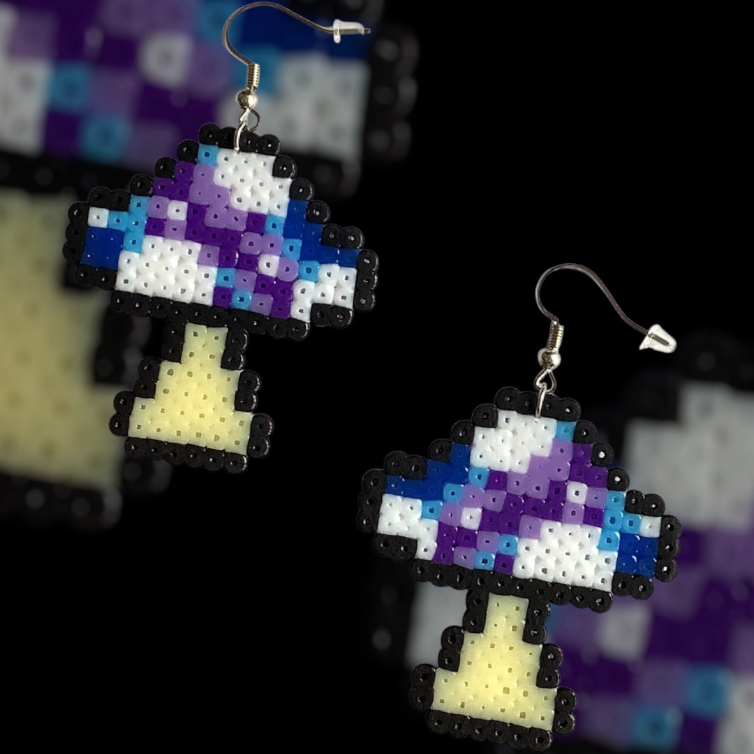 Galactic Toadstool – Fuse Bead Earrings